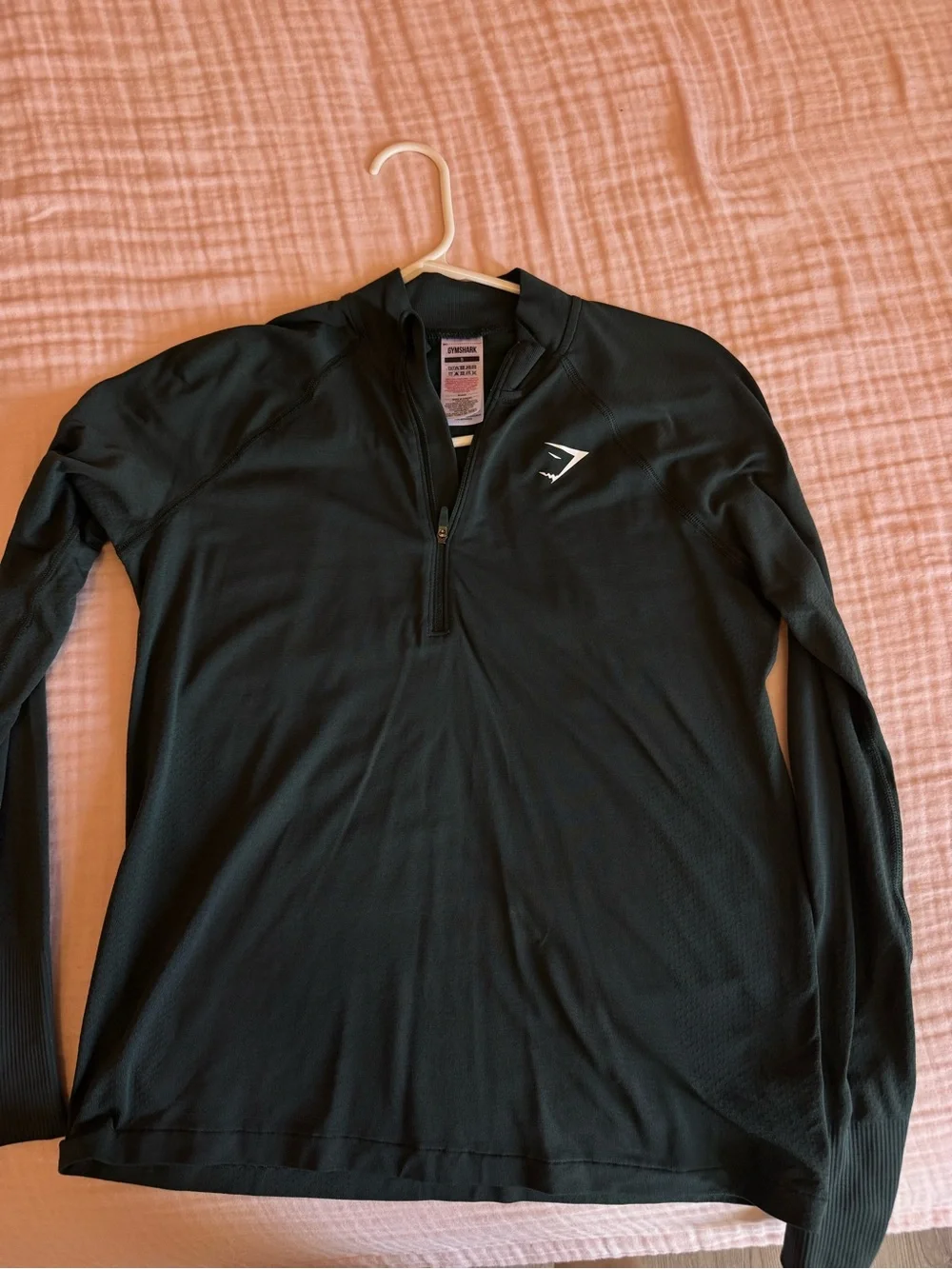Gymshark Dark Green Long-Sleeve Quarter Zip Pullover
